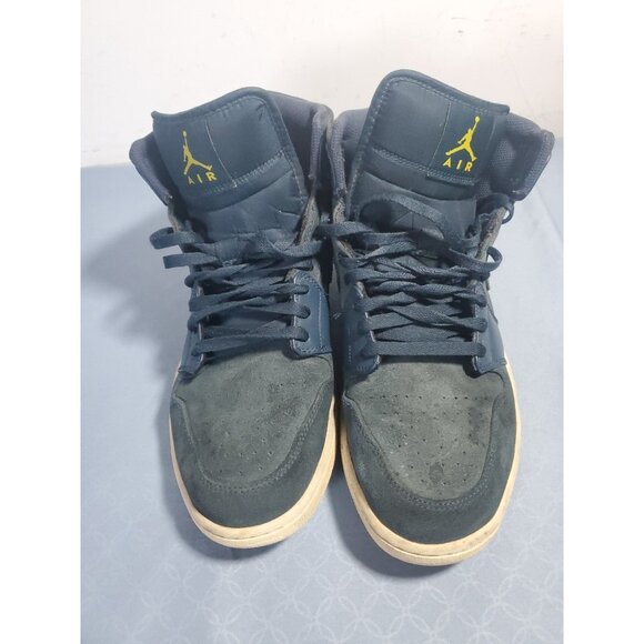 Nike Air Jordan 1 Retro Mid Armory Navy/Electrolime Jumpman 554724-421 Mens 13 - Picture 3 of 16